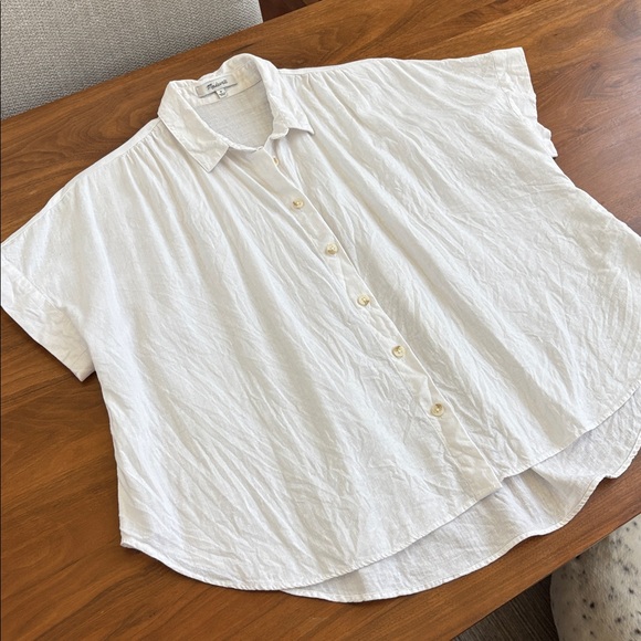 Madewell Linen-Blend Hilltop Shirt in White Size Medium - Picture 4 of 8